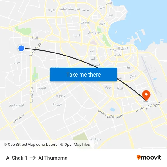 Al Shafi 1 to Al Thumama map