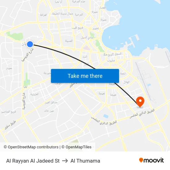 Al Rayyan Al Jadeed St to Al Thumama map