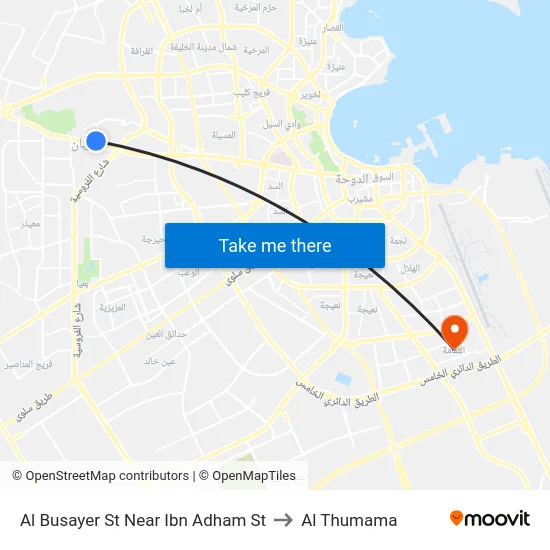Al Busayer St Near Ibn Adham St to Al Thumama map