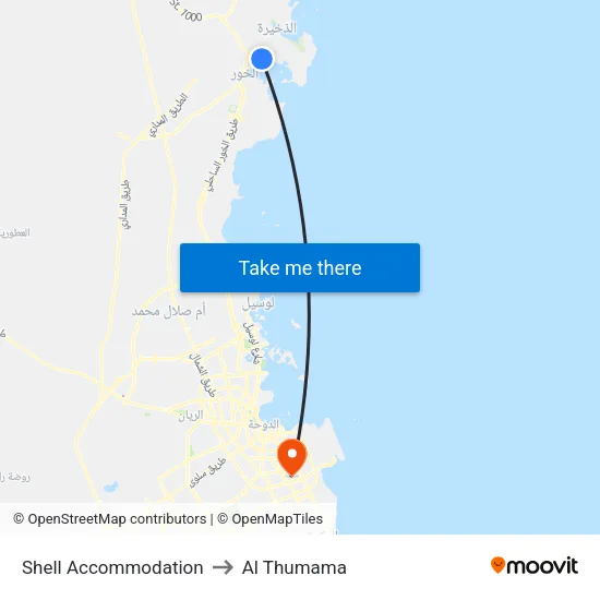 Shell Accommodation to Al Thumama map