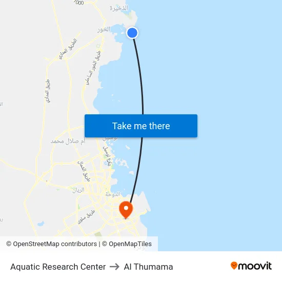 Aquatic Research Center to Al Thumama map