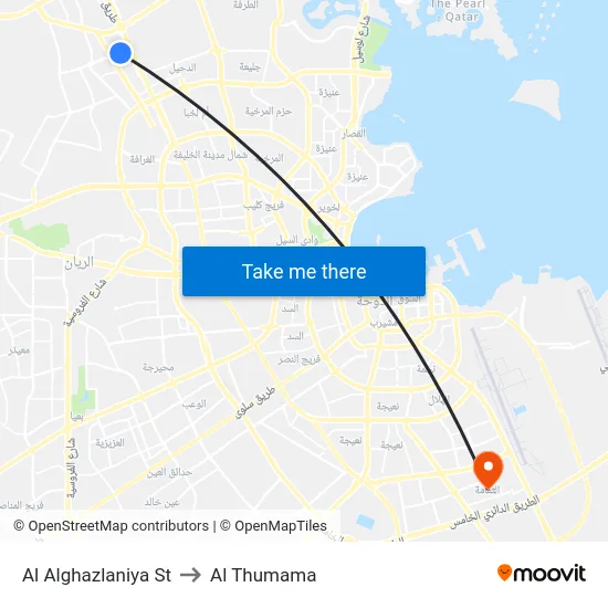 Al Alghazlaniya St to Al Thumama map