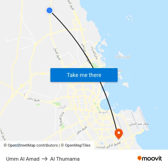 Umm Al Amad to Al Thumama map