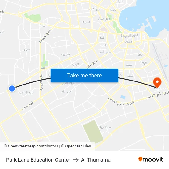 Park Lane Education Center to Al Thumama map