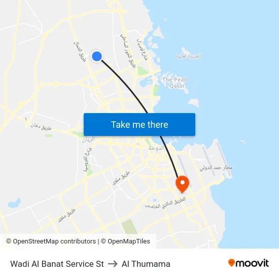 Wadi Al Banat Service St to Al Thumama map
