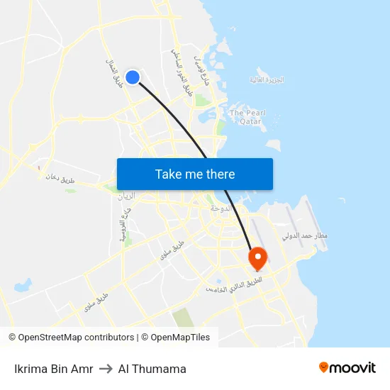 Ikrima Bin Amr to Al Thumama map