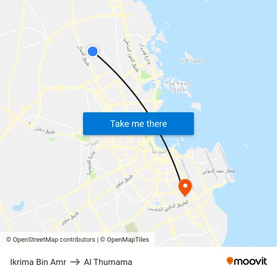 Ikrima Bin Amr to Al Thumama map
