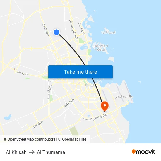 Al Khisah to Al Thumama map