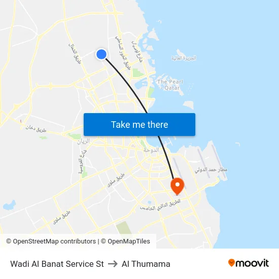 Wadi Al Banat Service St to Al Thumama map