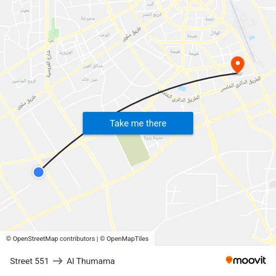Street 551 to Al Thumama map