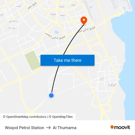 Woqod Petrol Station to Al Thumama map
