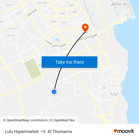 Lulu Hypermarket to Al Thumama map
