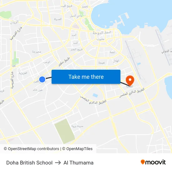 Doha British School to Al Thumama map