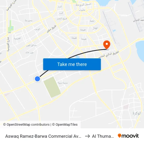 Aswaq Ramez-Barwa Commercial Avenue to Al Thumama map