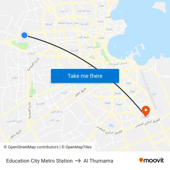 Education City Metro Station to Al Thumama map
