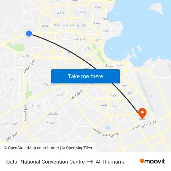 Qatar National Convention Centre to Al Thumama map