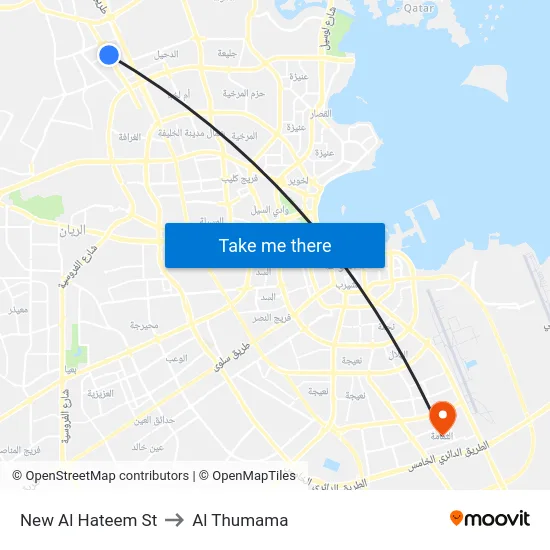 New Al Hateem St to Al Thumama map