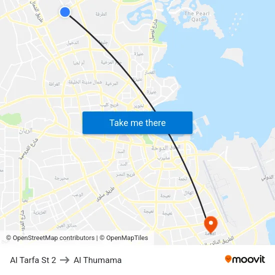 Al Tarfa St 2 to Al Thumama map
