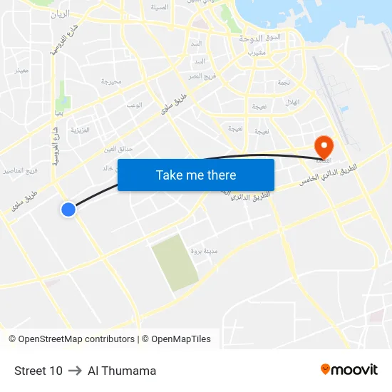 Street 10 to Al Thumama map