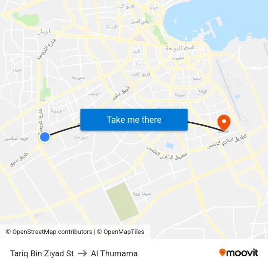 Tariq Bin Ziyad St to Al Thumama map
