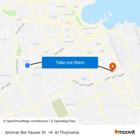 Ammar Bin Yasser St to Al Thumama map