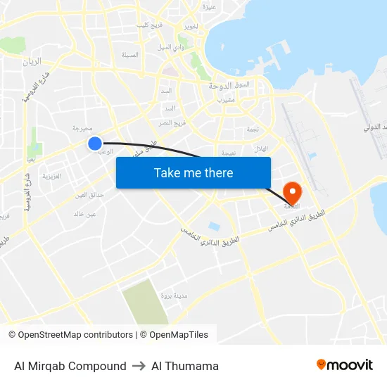 Al Mirqab Compound to Al Thumama map
