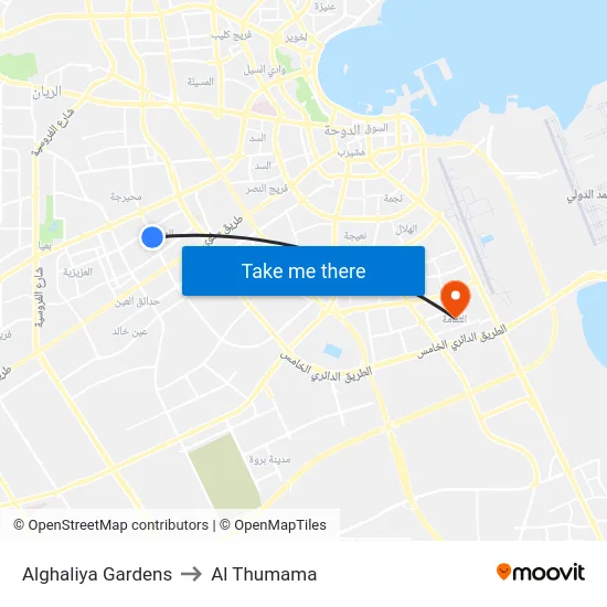 Alghaliya Gardens to Al Thumama map