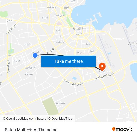 Safari Mall to Al Thumama map