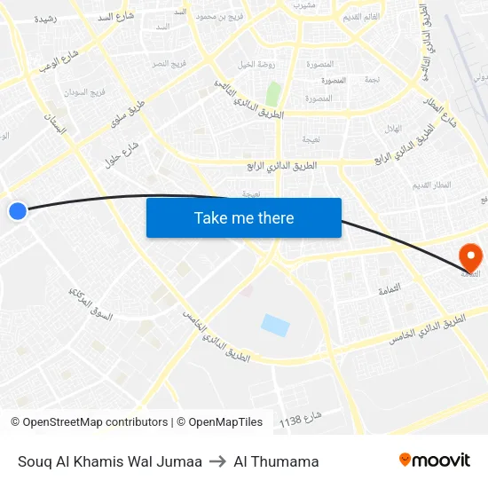 Souq Al Khamis Wal Jumaa to Al Thumama map