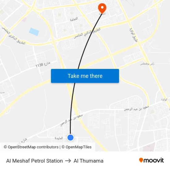 Al Meshaf Petrol Station to Al Thumama map