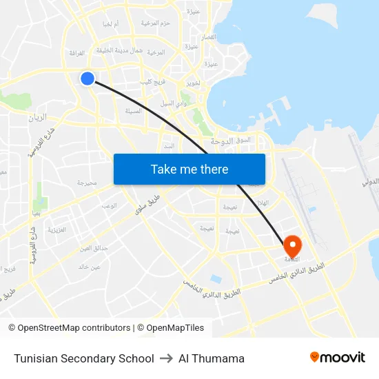 Tunisian Secondary School to Al Thumama map