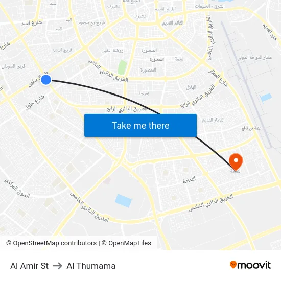 Al Amir St to Al Thumama map