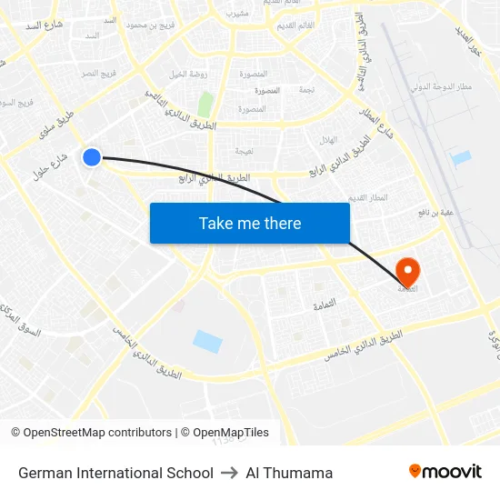 German International School to Al Thumama map