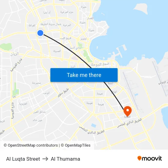 Al Luqta Street to Al Thumama map