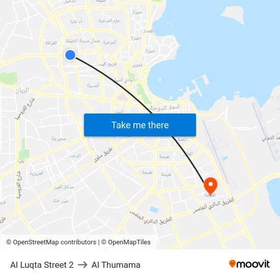 Al Luqta Street 2 to Al Thumama map