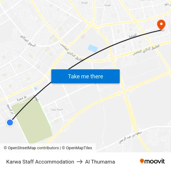 Karwa Staff Accommodation to Al Thumama map