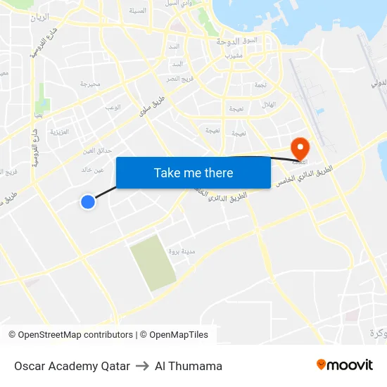 Oscar Academy Qatar to Al Thumama map