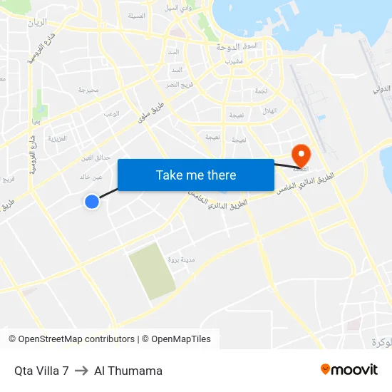 Qta Villa 7 to Al Thumama map