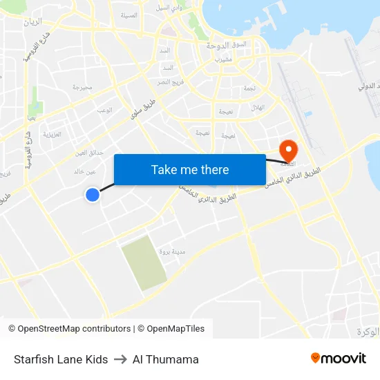 Starfish Lane Kids to Al Thumama map
