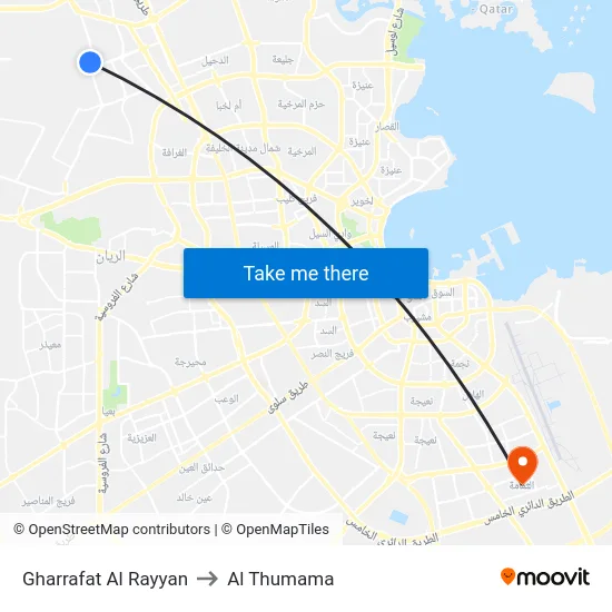 Gharrafat Al Rayyan to Al Thumama map