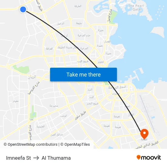 Imneefa St to Al Thumama map