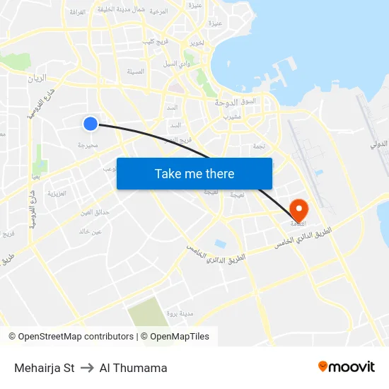 Mehairja St to Al Thumama map