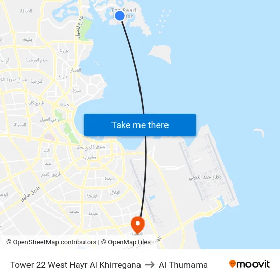 Tower 22 West Hayr Al Khirregana to Al Thumama map