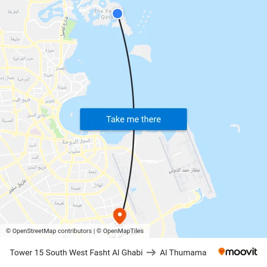Tower 15 South West Fasht Al Ghabi to Al Thumama map