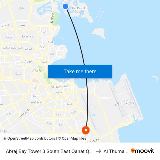 Abraj Bay Tower 3 South East Qanat Quartier to Al Thumama map
