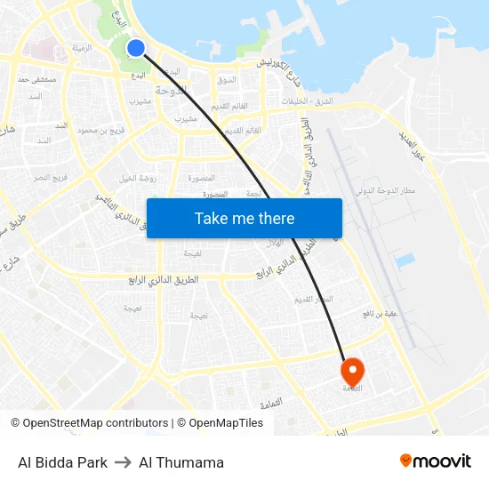 Al Bidda Park to Al Thumama map