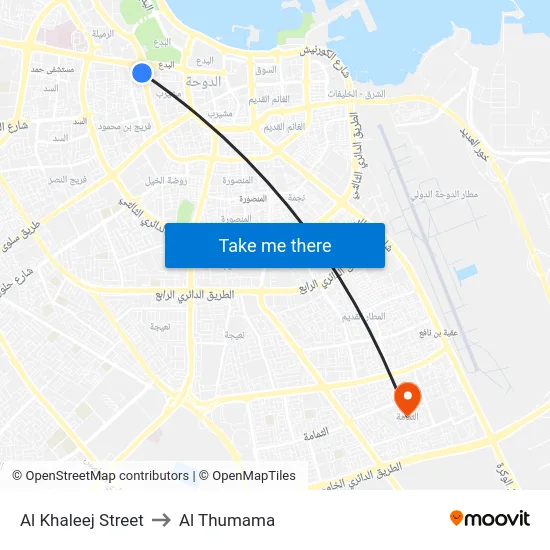 Al Khaleej Street to Al Thumama map