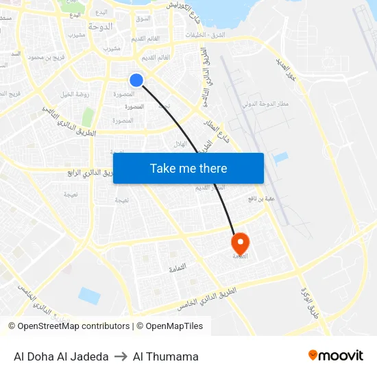 Al Doha Al Jadeda to Al Thumama map