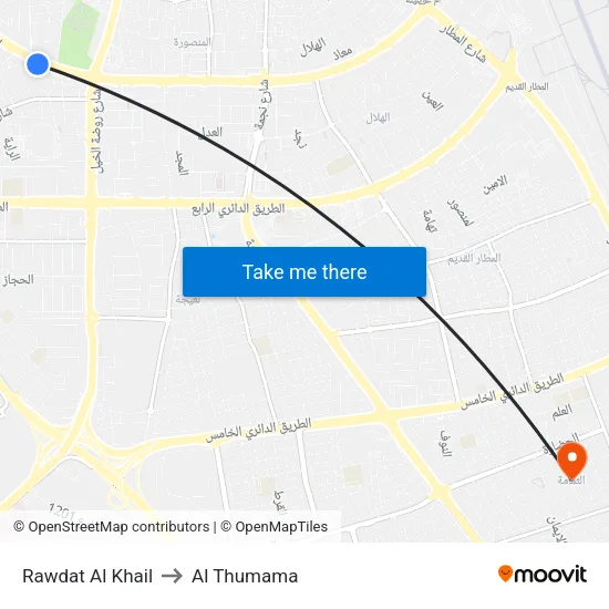 Rawdat Al Khail to Al Thumama map