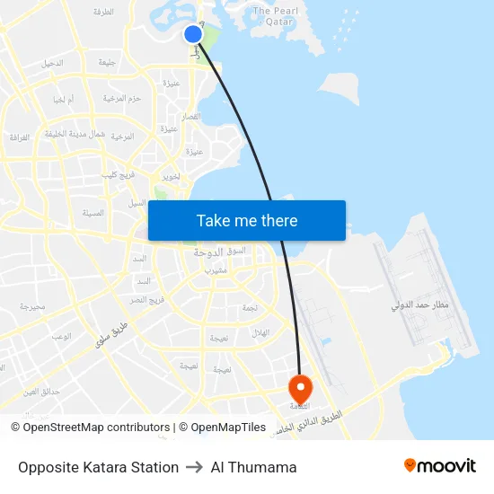 Opposite Katara Station to Al Thumama map